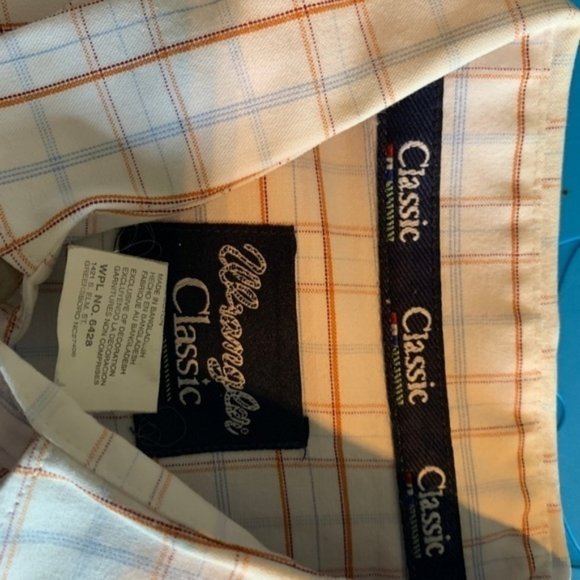 Wrangler Medium White Plaid Western Shirt Button Front - Picture 4 of 4